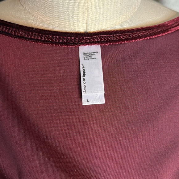 AMERICAN APPAREL burgundy, velvet wrap blouse - Picture 6 of 6